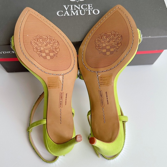 ✨New VINCE CAMUTO Antinie Suede Pointed Crystal Strappy Sandals Lime Green 7.5M - Picture 10 of 11